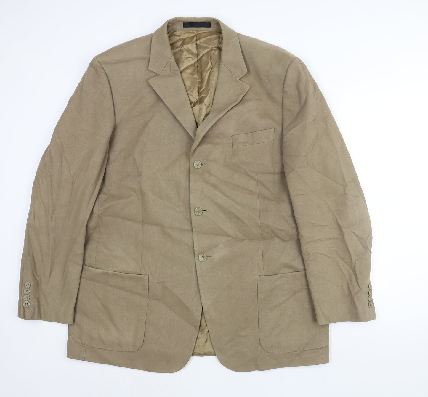 Marks and Mens Beige Cotton Jacket Blazer Size 46 Regular