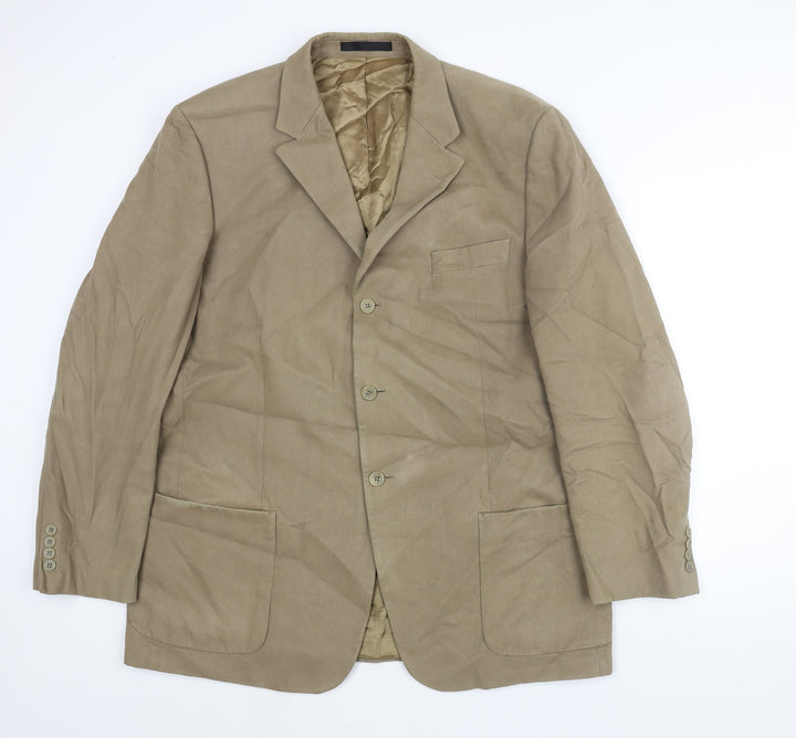 Marks and Mens Beige Cotton Jacket Blazer Size 46 Regular