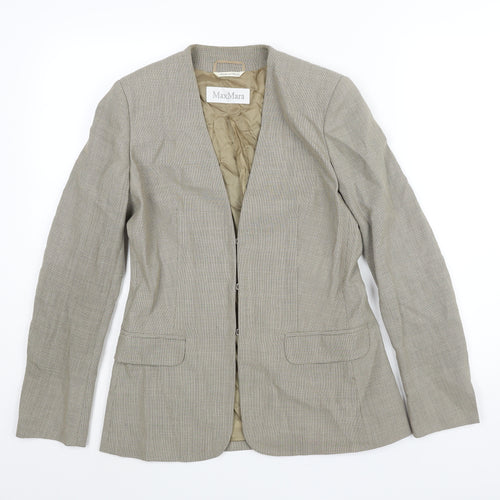 Max Mara Womens Beige Jacket Size 8 Hook & Eye - Vented Cuffs