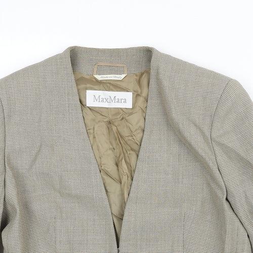 Max Mara Womens Beige Jacket Size 8 Hook & Eye - Vented Cuffs