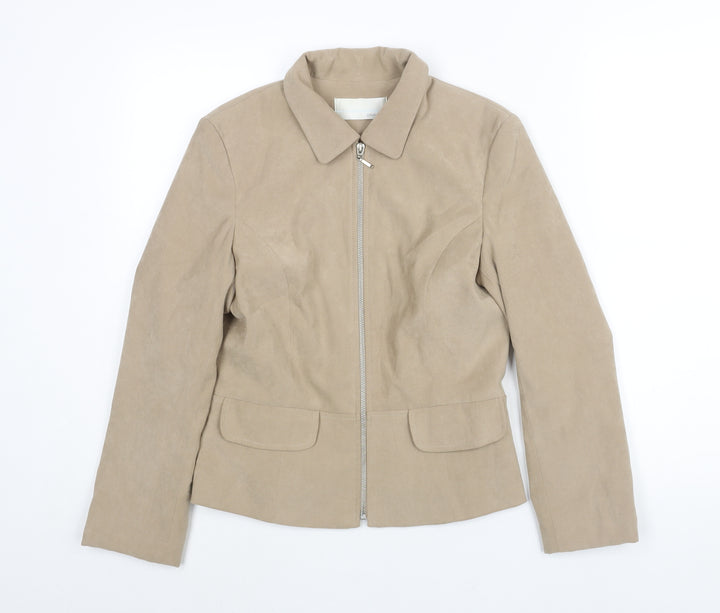 AMARANTO Womens Beige Jacket Size 10 Zip