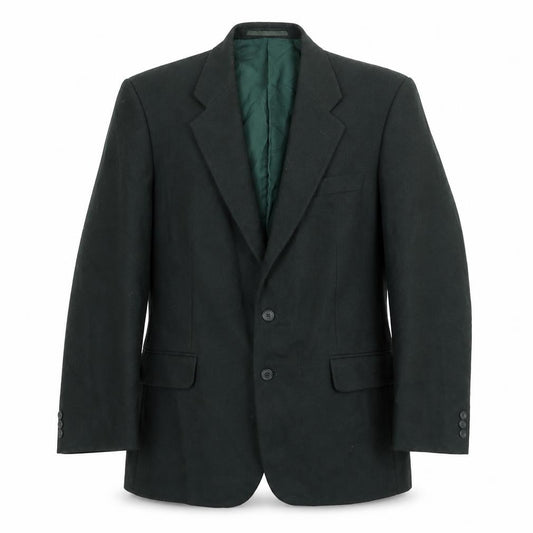 Front view of Burton men’s green wool jacket suit jacket, size 40, regular