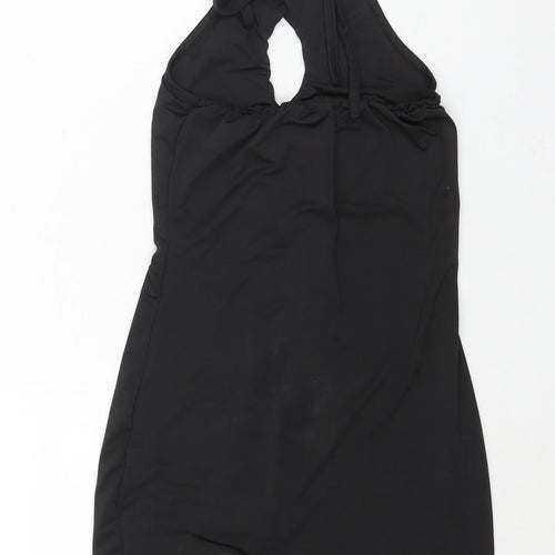 PRETTYLITTLETHING Womens Black Polyester Bodycon Size 6 Halter Tie - Cut Out