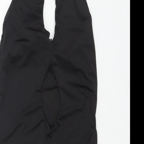 PRETTYLITTLETHING Womens Black Polyester Bodycon Size 6 Halter Tie - Cut Out