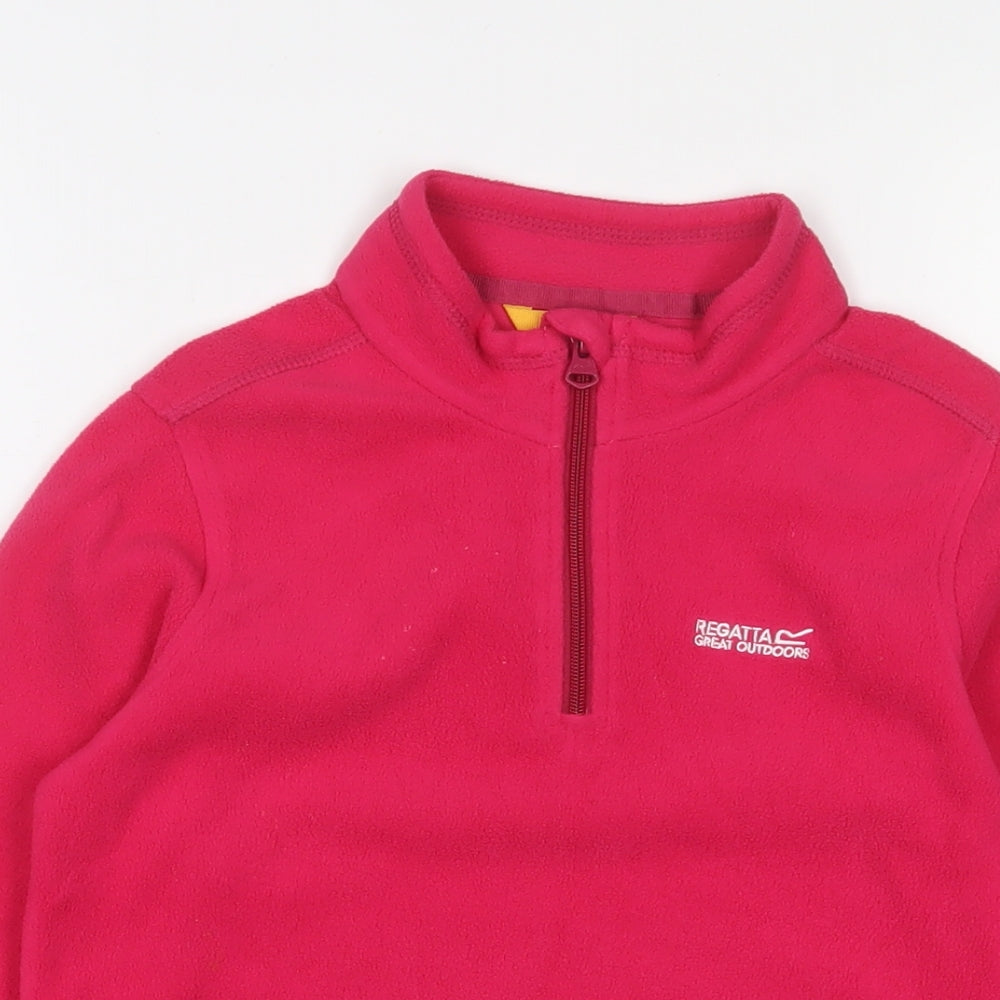 Regatta Girls Pink Polyester Pullover Sweatshirt Size 9-10 Years Zip - Logo, Embroidered