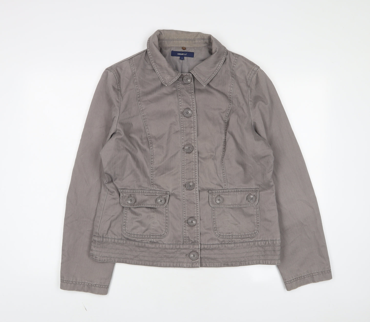 Casual Club Womens Brown Jacket Size 14 Button