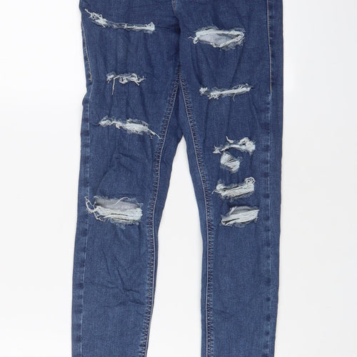 Topshop Womens Blue Cotton Skinny Jeans Size 26 in L32 in Regular Zip