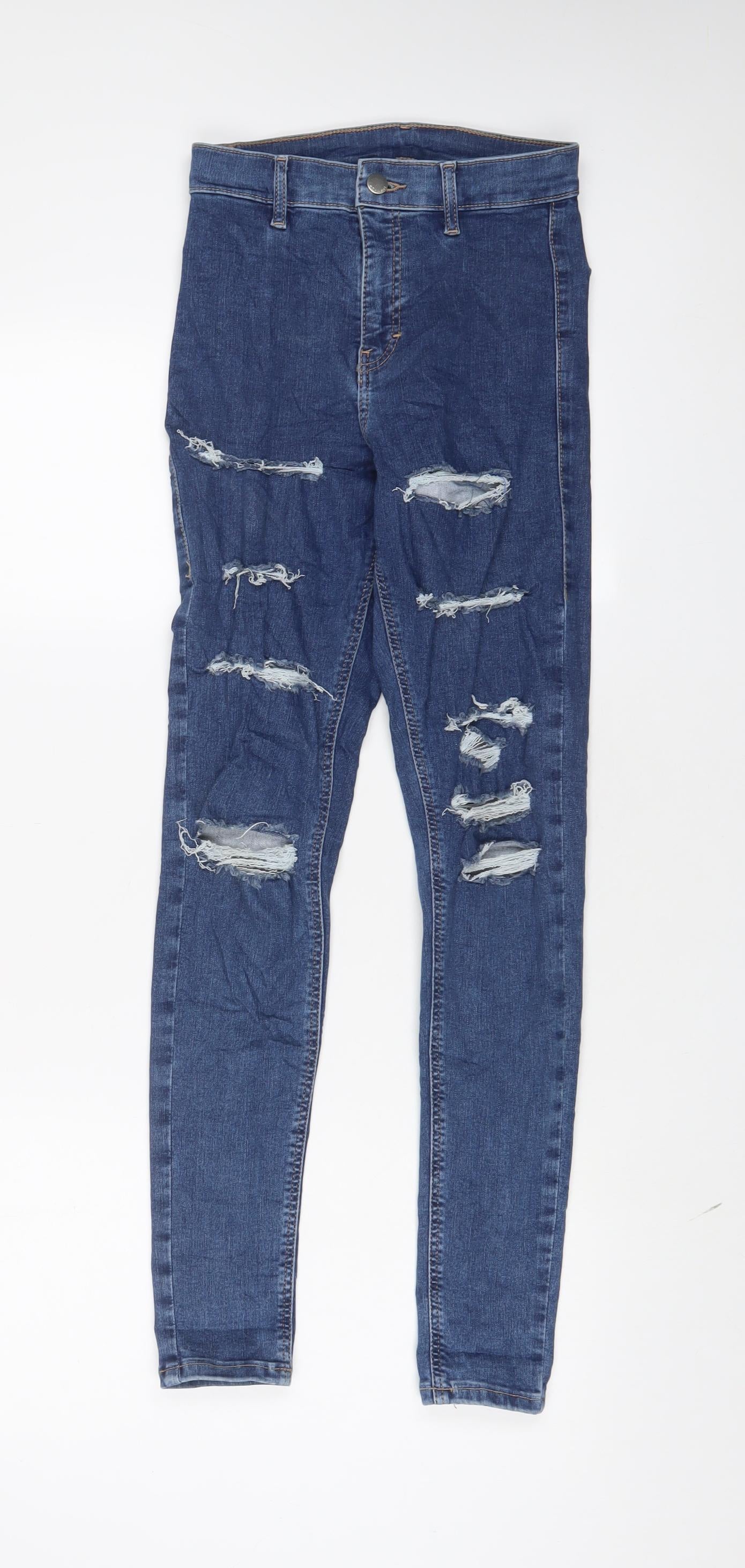 Topshop Womens Blue Cotton Skinny Jeans Size 26 in L32 in Regular Zip