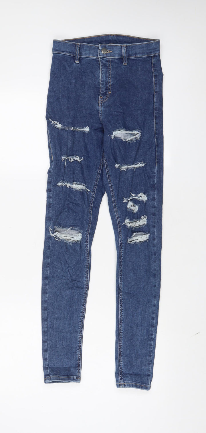 Topshop Womens Blue Cotton Skinny Jeans Size 26 in L32 in Regular Zip
