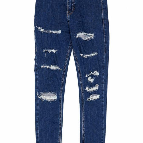 Topshop Womens Blue Cotton Skinny Jeans Size 26 in L32 in Regular Zip