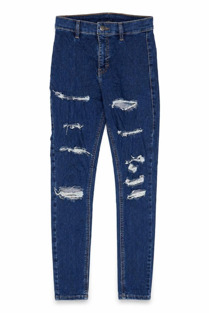 Topshop Womens Blue Cotton Skinny Jeans Size 26 in L32 in Regular Zip