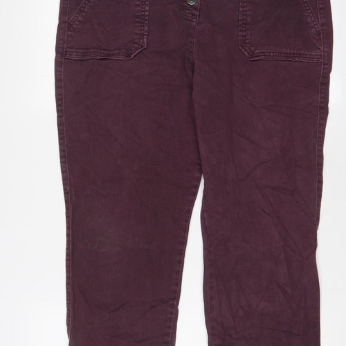 NEXT Womens Red Cotton Straight Jeans Size 16 L28 in Regular Button
