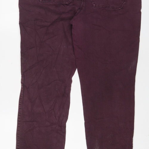 NEXT Womens Red Cotton Straight Jeans Size 16 L28 in Regular Button