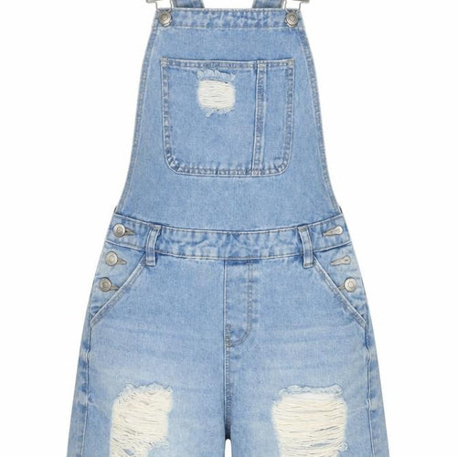 Denim & Co. Womens Blue Cotton Playsuit One-Piece Size 6 L3 in Button - Distressed