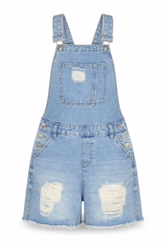 Denim & Co. Womens Blue Cotton Playsuit One-Piece Size 6 L3 in Button - Distressed