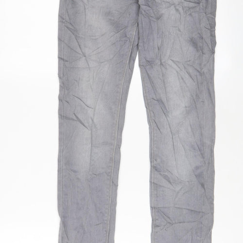Richmond Mens Grey Cotton Straight Jeans Size 26 in L30 in Slim Zip