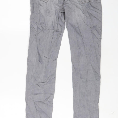 Richmond Mens Grey Cotton Straight Jeans Size 26 in L30 in Slim Zip