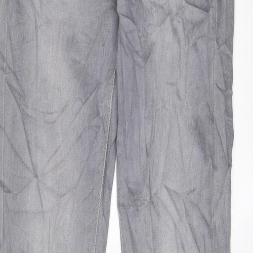 Richmond Mens Grey Cotton Straight Jeans Size 26 in L30 in Slim Zip