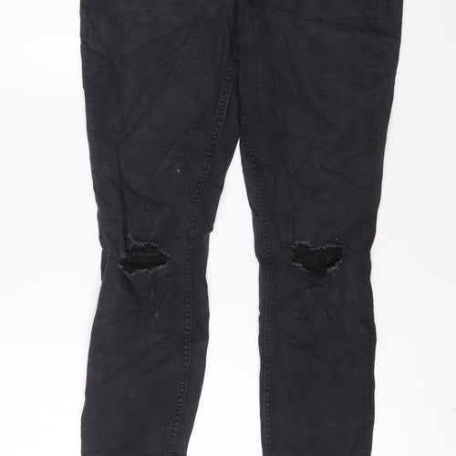 H&M Womens Grey Cotton Skinny Jeans Size 16 L29 in Regular Zip
