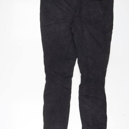 H&M Womens Grey Cotton Skinny Jeans Size 16 L29 in Regular Zip