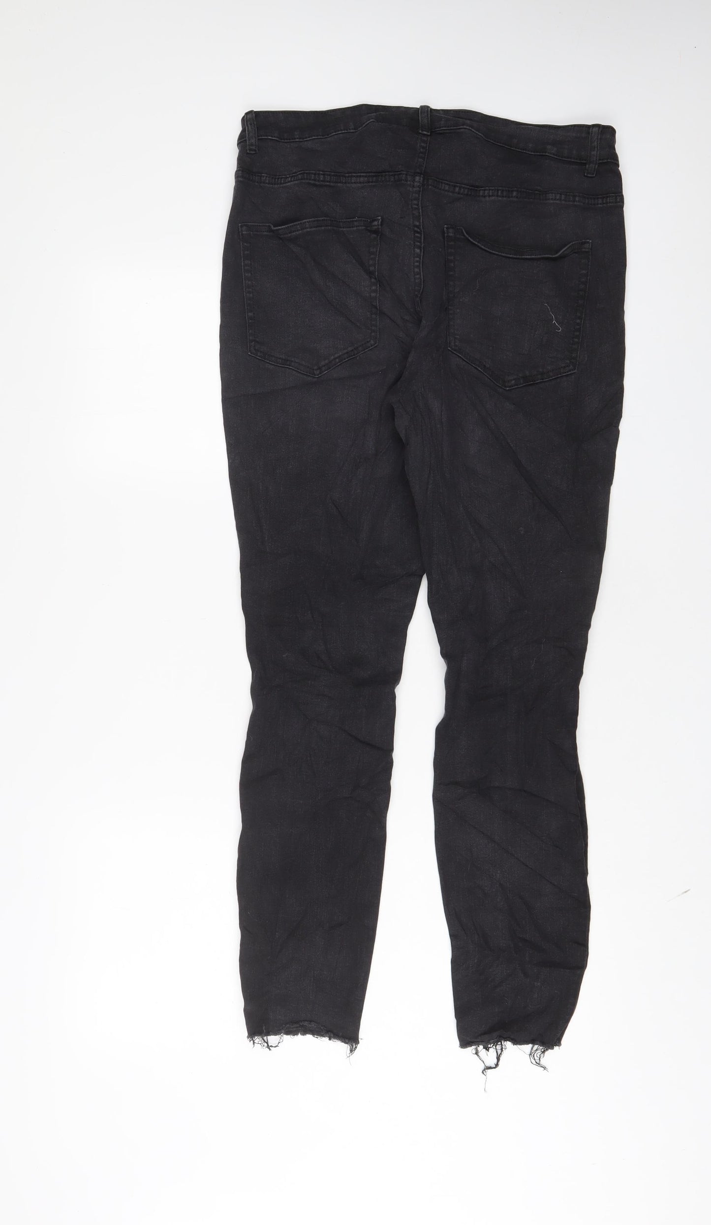 H&M Womens Grey Cotton Skinny Jeans Size 16 L29 in Regular Zip