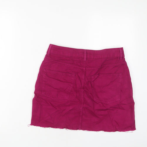 Topshop Womens Purple Cotton A-Line Skirt Size 10 Zip