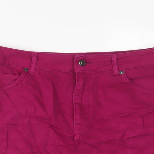 Topshop Womens Purple Cotton A-Line Skirt Size 10 Zip
