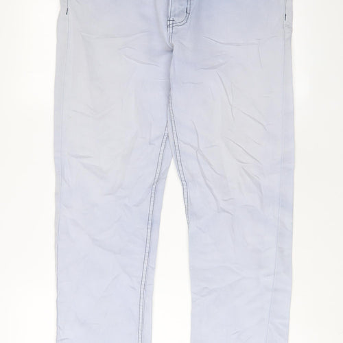 Cotton Traders Mens Blue Cotton Straight Jeans Size 34 in L29 in Regular Zip