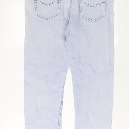 Cotton Traders Mens Blue Cotton Straight Jeans Size 34 in L29 in Regular Zip