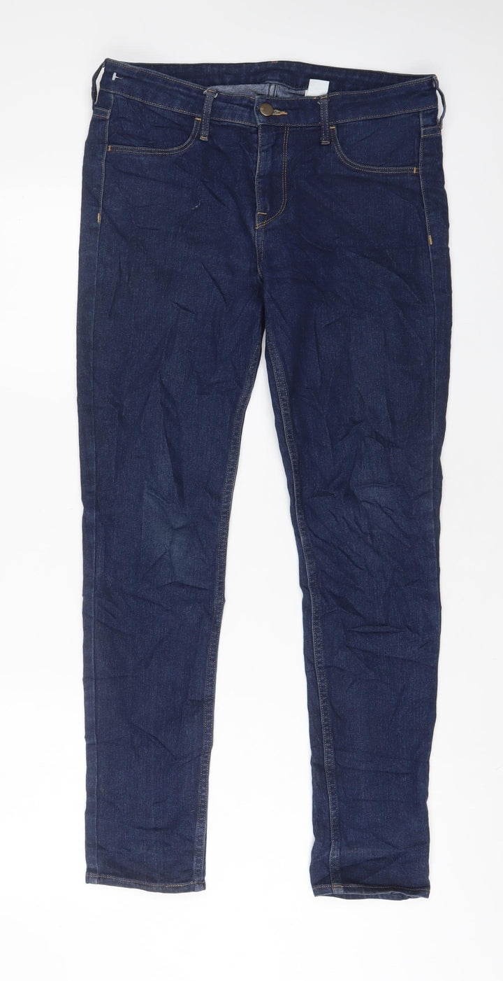 H&M Womens Blue Cotton Skinny Jeans Size 28 L29 in Regular Zip