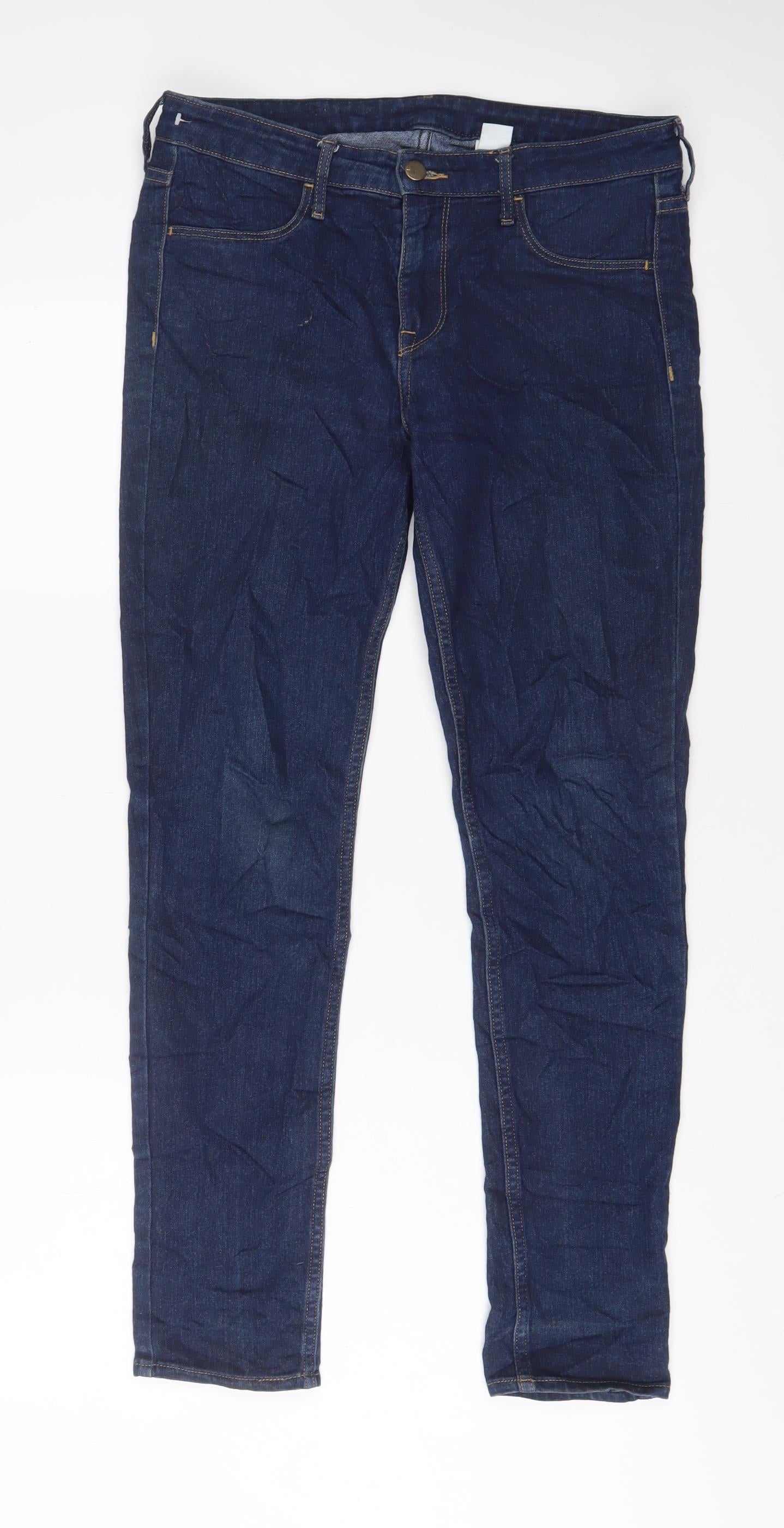 H&M Womens Blue Cotton Skinny Jeans Size 28 L29 in Regular Zip