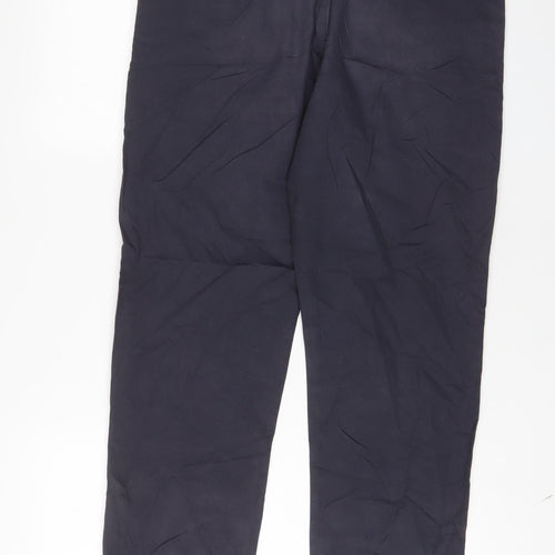 Marks and Spencer Mens Blue Cotton Chino Trousers Size 34 in L33 in Regular Zip