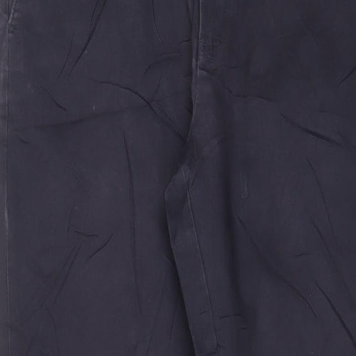 Marks and Spencer Mens Blue Cotton Chino Trousers Size 34 in L33 in Regular Zip