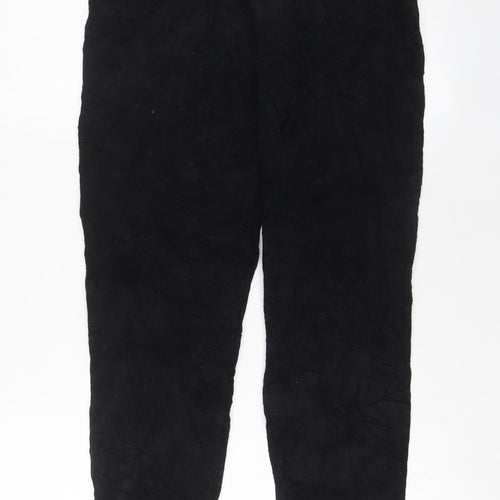 Mango Womens Blue Cotton Trousers Size S L27 in Regular Drawstring