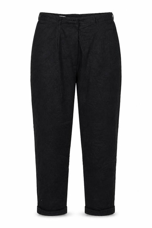 Front view of Mango women’s blue cotton trousers, size S, 27-inch leg regular drawstring
