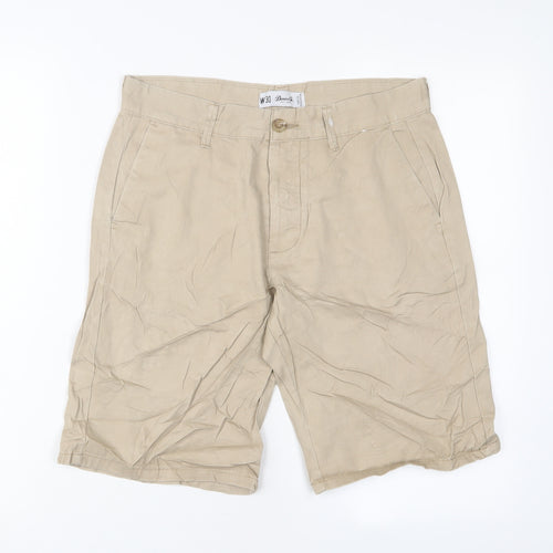 Denim & Co. Mens Beige Cotton Bermuda Shorts Size 30 in L10 in Regular Zip