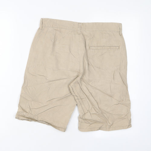 Denim & Co. Mens Beige Cotton Bermuda Shorts Size 30 in L10 in Regular Zip