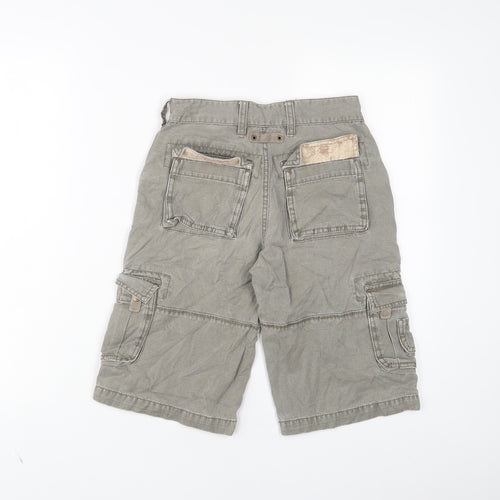 RJR.John Rocha Boys Green Camouflage Cotton Cargo Shorts Size 10 Years L12 in Regular Zip - Adjustable waist