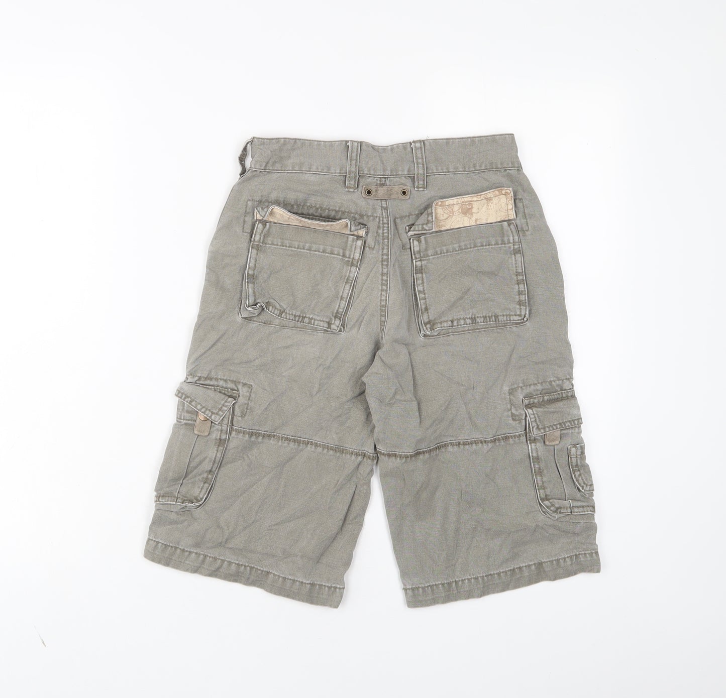 RJR.John Rocha Boys Green Camouflage Cotton Cargo Shorts Size 10 Years L12 in Regular Zip - Adjustable waist