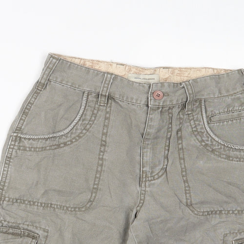 RJR.John Rocha Boys Green Camouflage Cotton Cargo Shorts Size 10 Years L12 in Regular Zip - Adjustable waist
