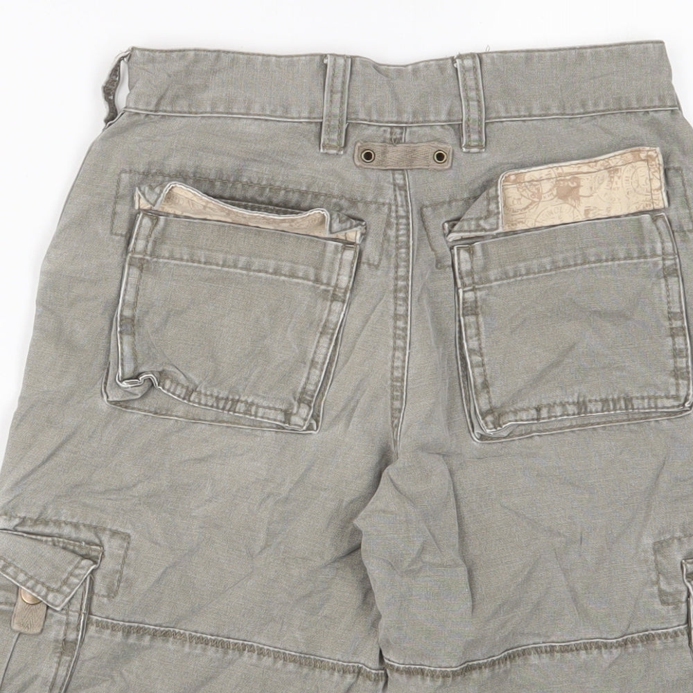 RJR.John Rocha Boys Green Camouflage Cotton Cargo Shorts Size 10 Years L12 in Regular Zip - Adjustable waist