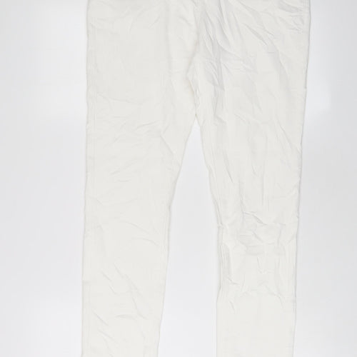 Marks and Spencer Womens White Cotton Skinny Jeans Size 14 L28 in Regular Zip
