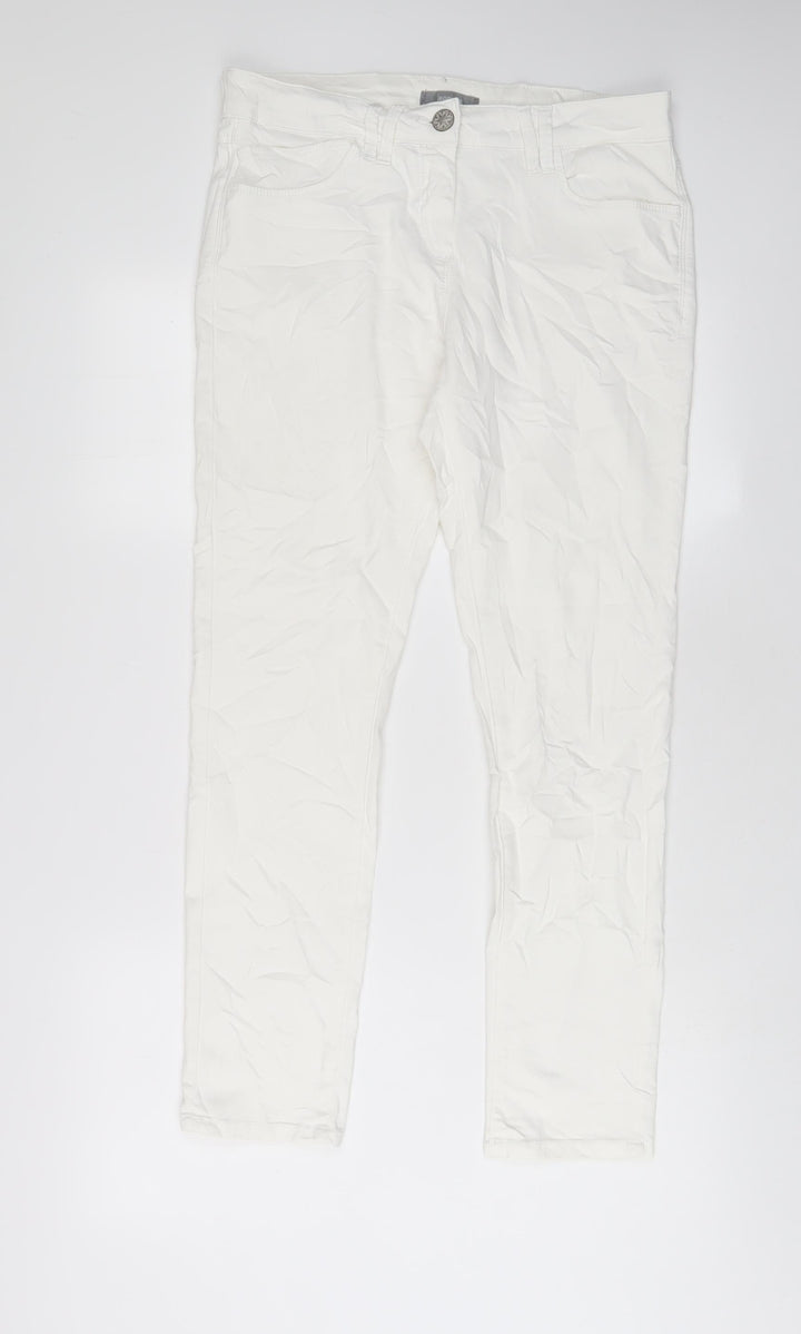 Marks and Spencer Womens White Cotton Skinny Jeans Size 14 L28 in Regular Zip