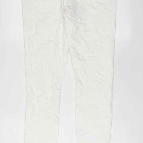 Marks and Spencer Womens White Cotton Skinny Jeans Size 14 L28 in Regular Zip