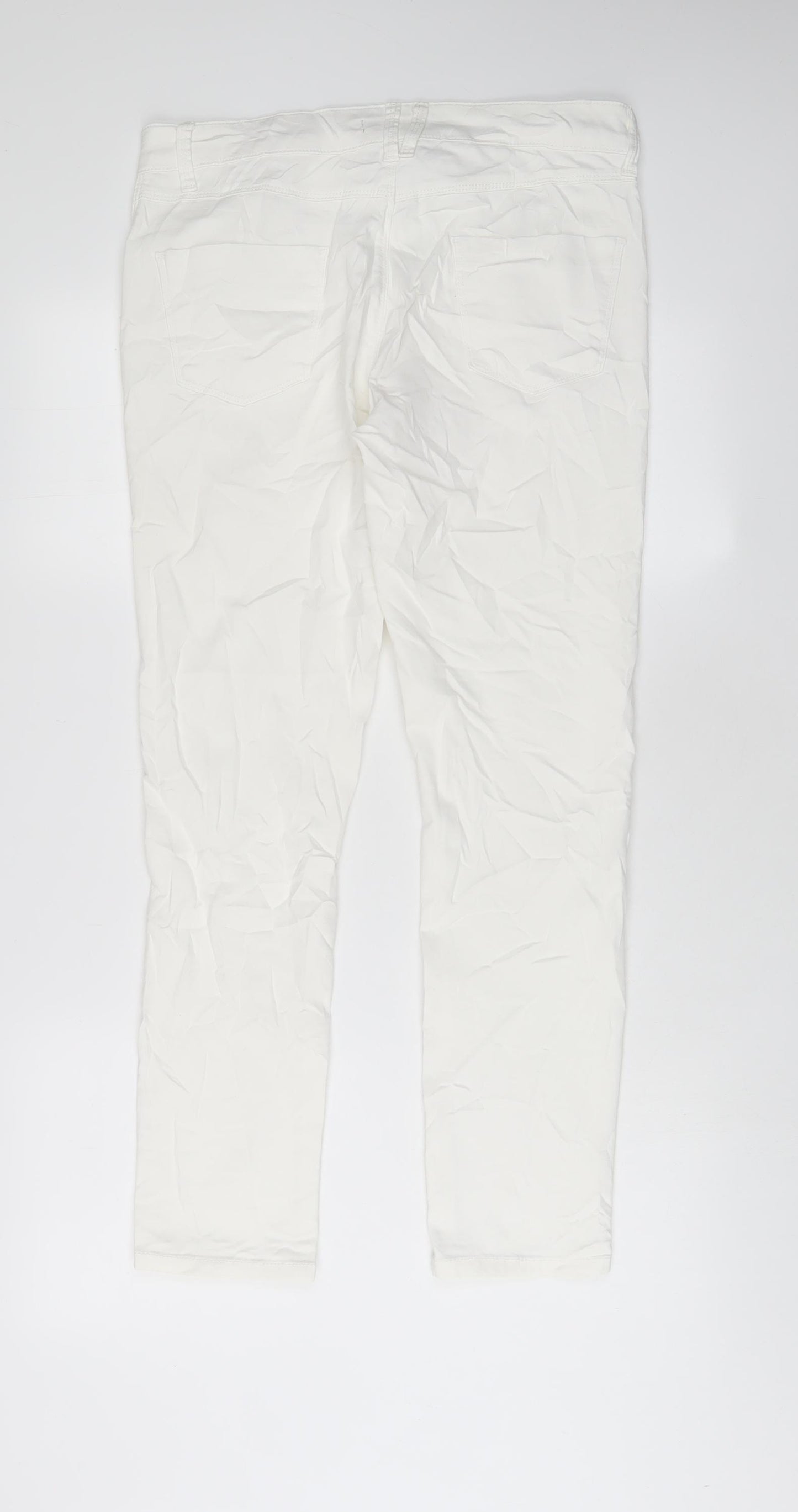 Marks and Spencer Womens White Cotton Skinny Jeans Size 14 L28 in Regular Zip