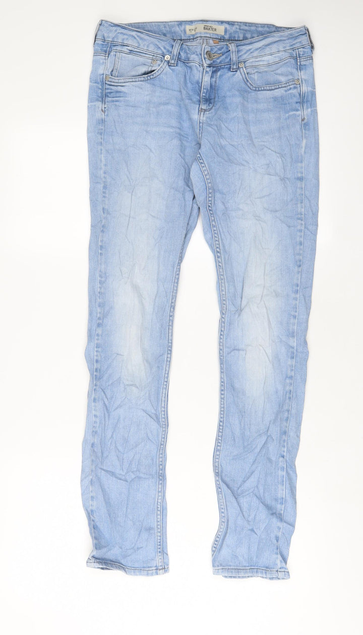 Topshop Womens Blue Cotton Skinny Jeans Size 28 in L30 in Regular Zip