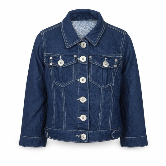 Front view of Attitude girls’ blue jacket, size 12-13, years button
