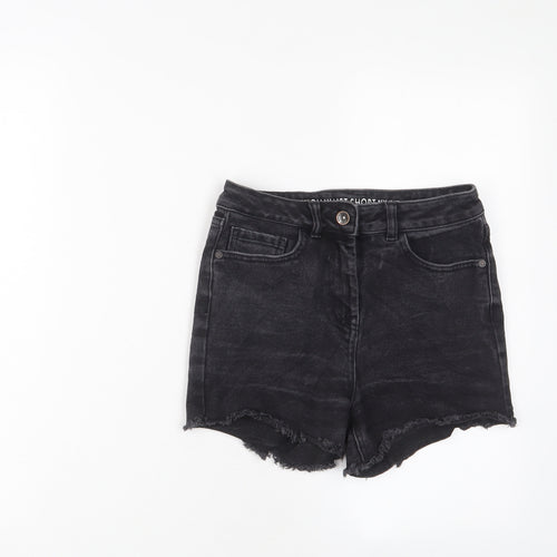 NEXT Womens Black Cotton Basic Shorts Size 6 L3 in Regular Zip