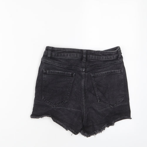 NEXT Womens Black Cotton Basic Shorts Size 6 L3 in Regular Zip