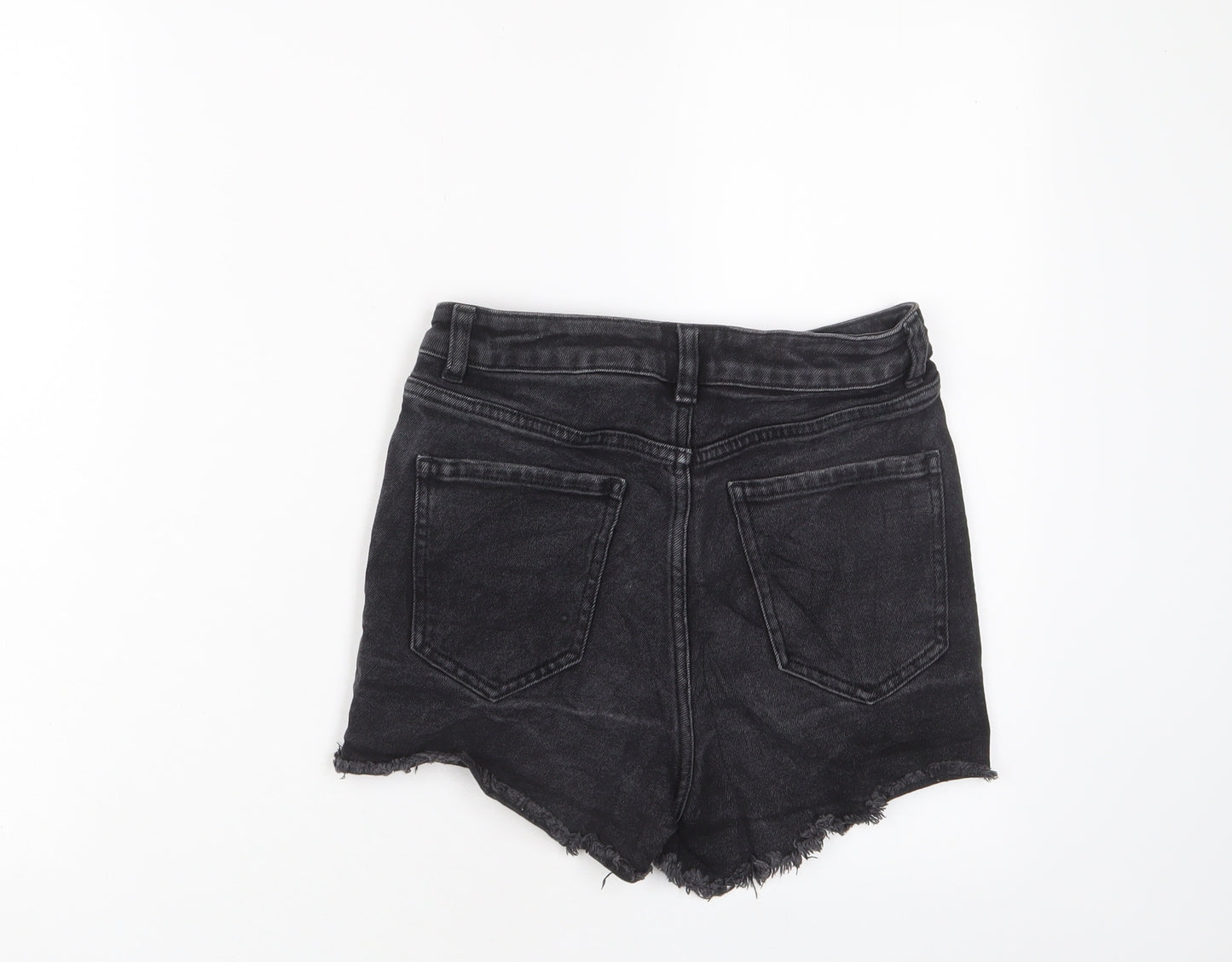 NEXT Womens Black Cotton Basic Shorts Size 6 L3 in Regular Zip